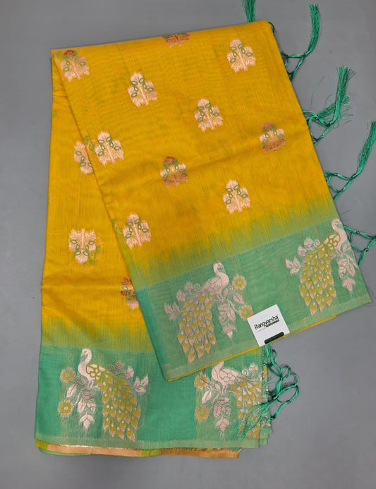 Mango Yellow Munga Cotton Saree