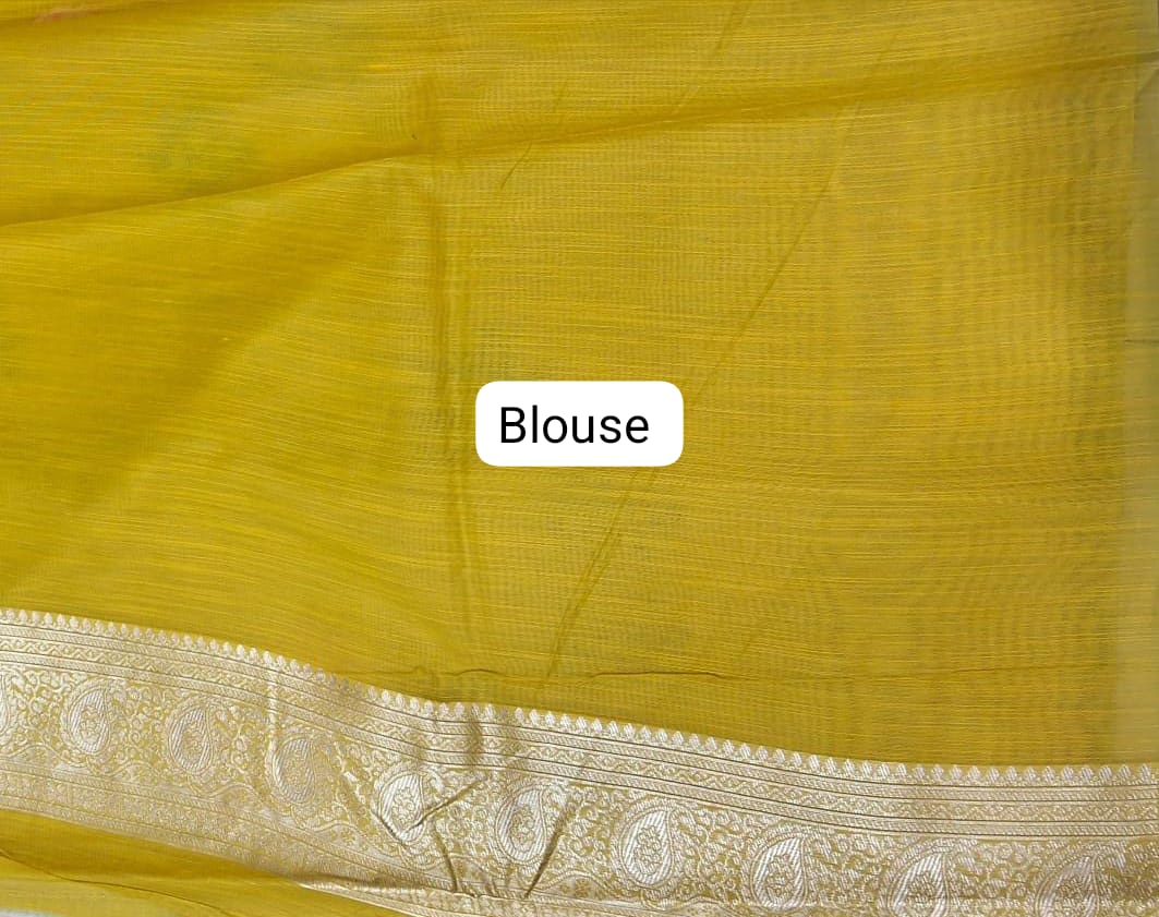 Olive Green Munga Cotton Saree Blouse