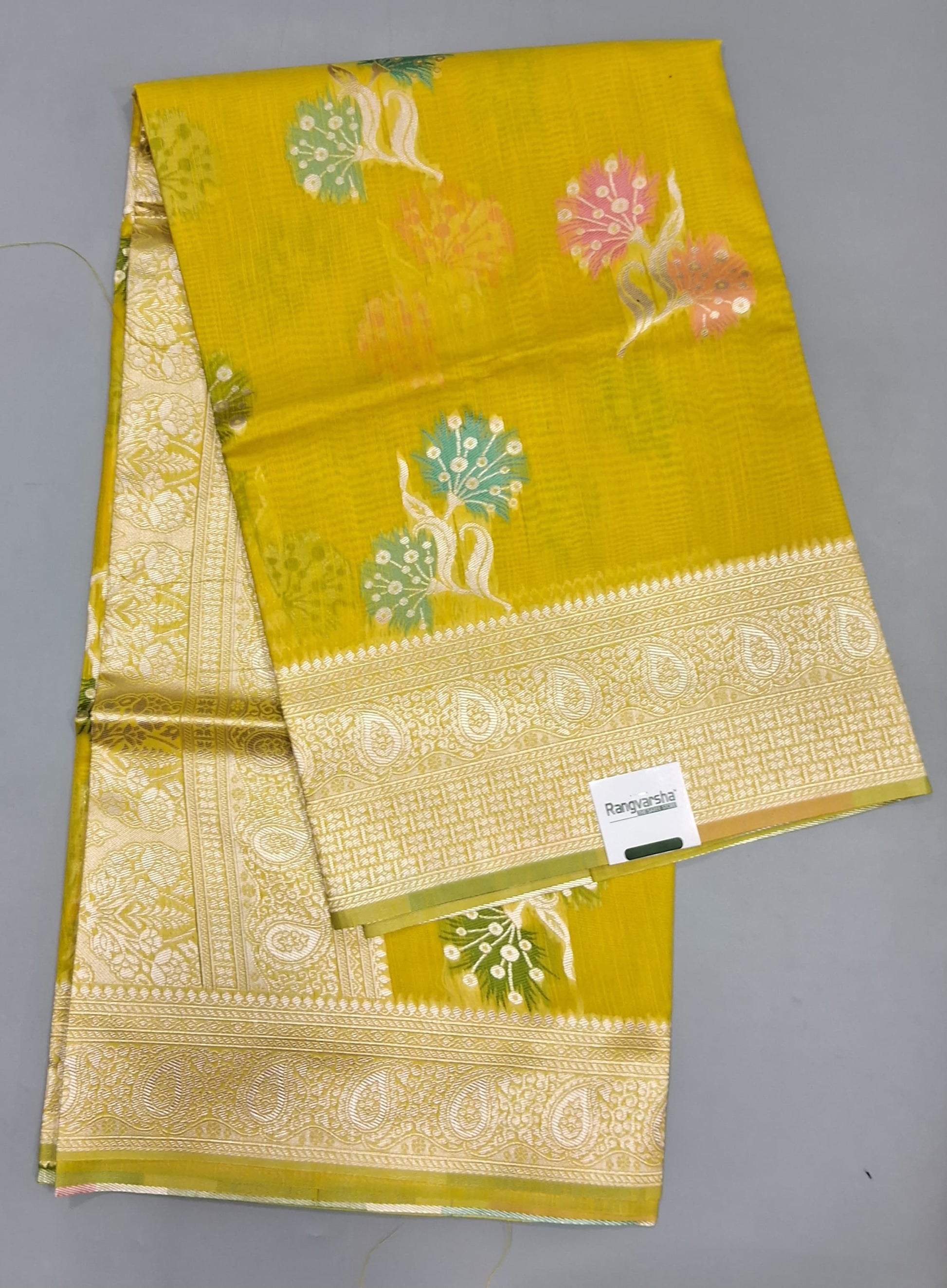 Olive Green Munga Cotton Saree