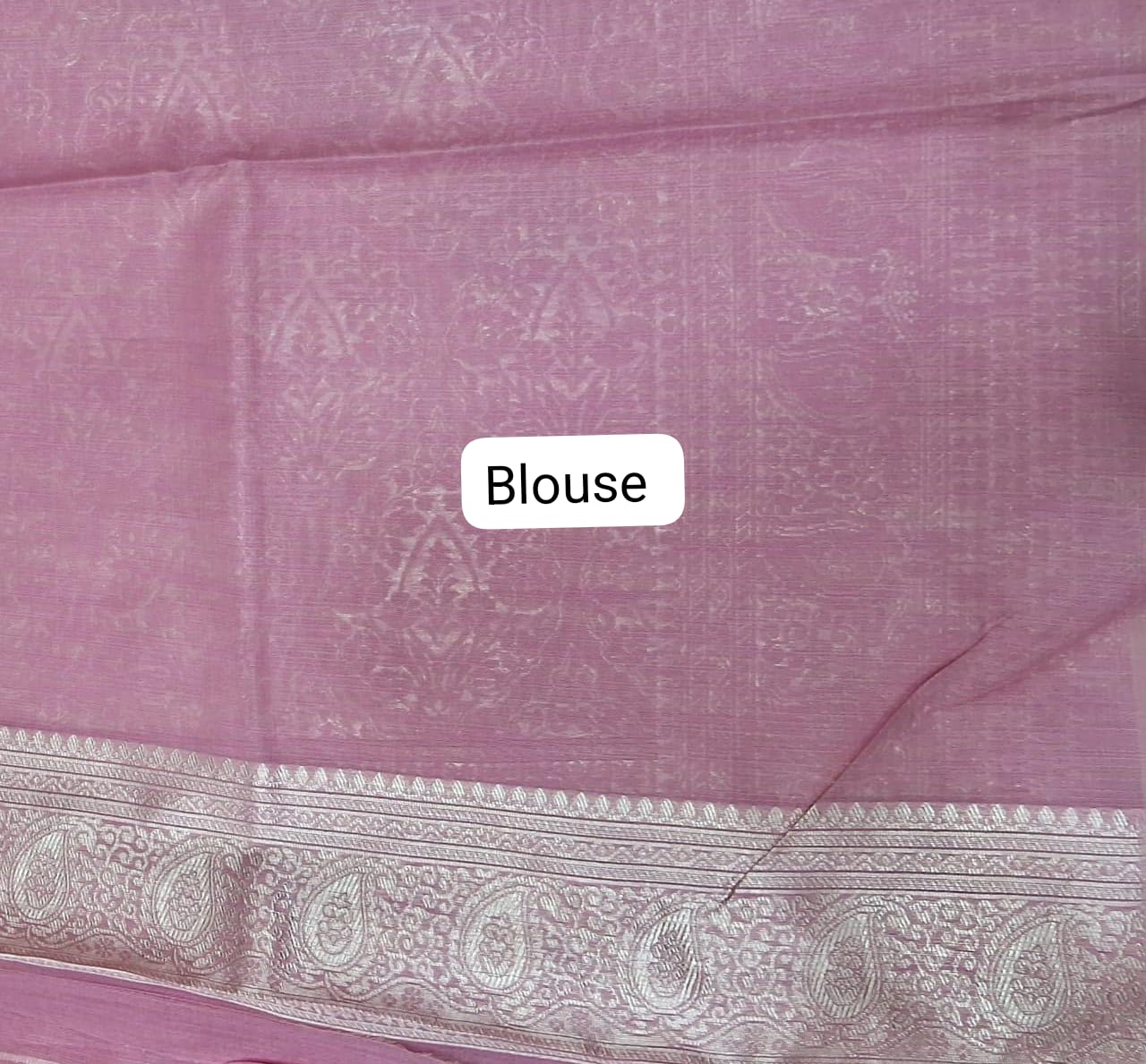 Baby Pink Munga Cotton Saree Blouse