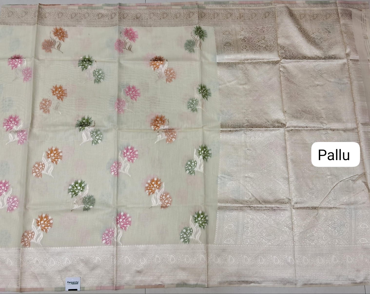Off-white Munga Cotton Saree Pallu