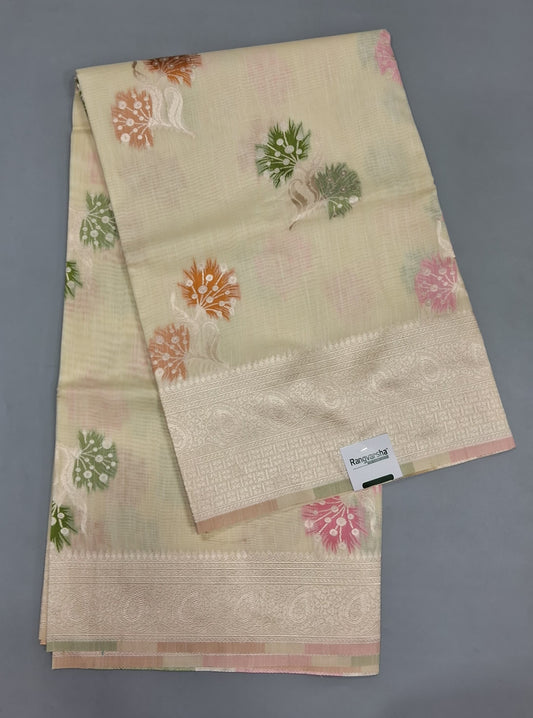 Off-white Munga Cotton Saree