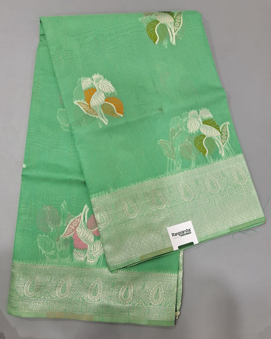 Mint Green Munga Cotton Saree 