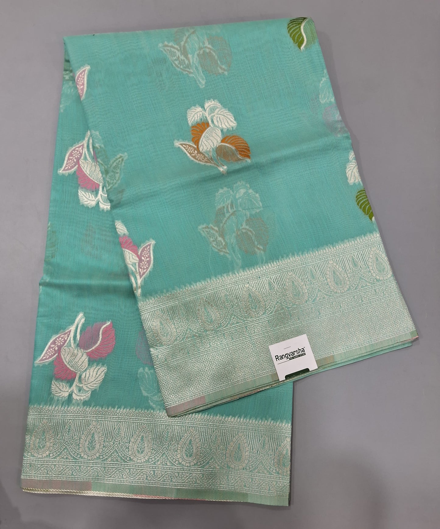 Sky Blue Munga Cotton Saree