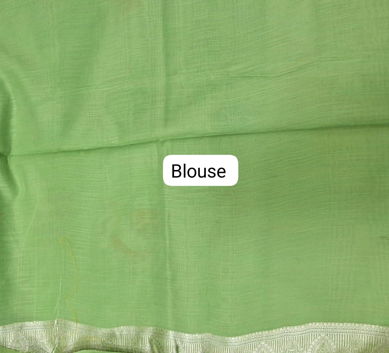 Bright Green Munga Cotton Saree  Blouse