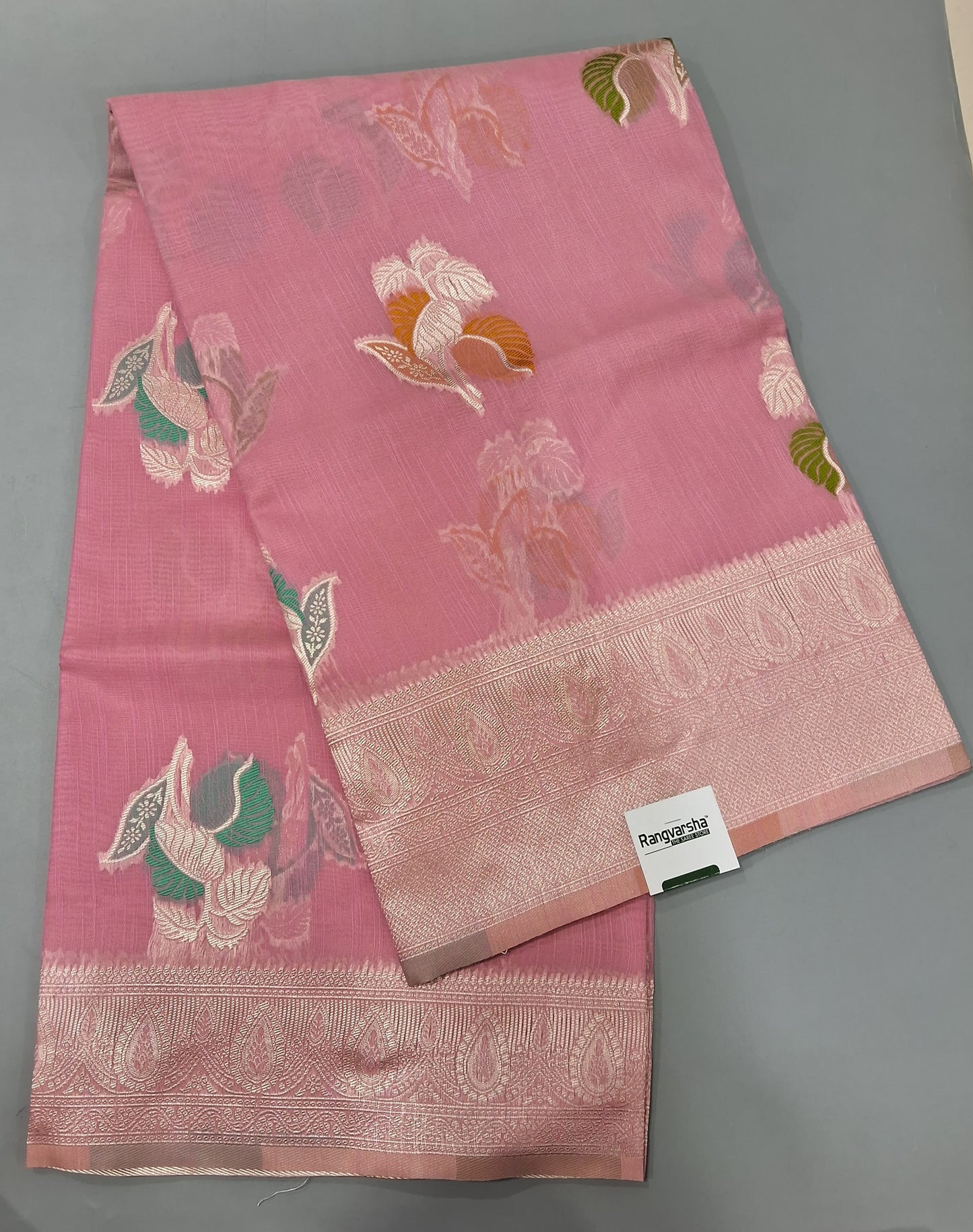 Baby Pink Munga Cotton Saree