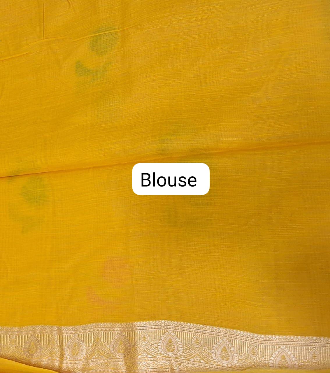 Mango Yellow Munga Cotton Saree Blouse