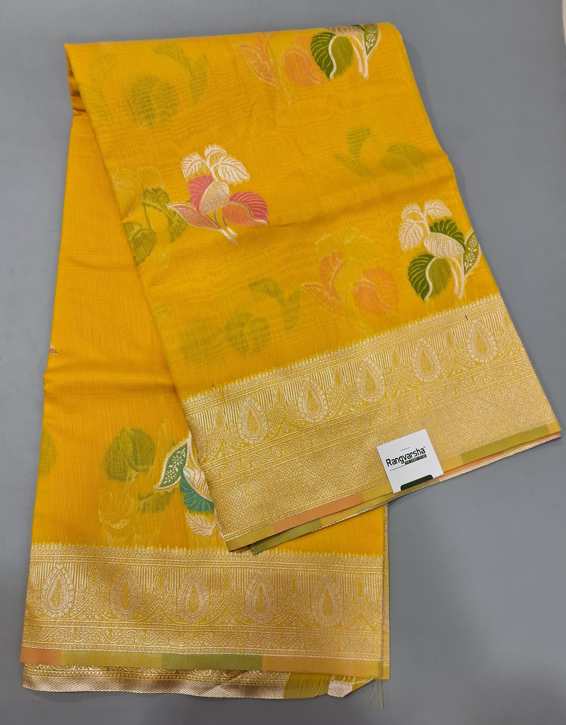 Mango Yellow Munga Cotton Saree