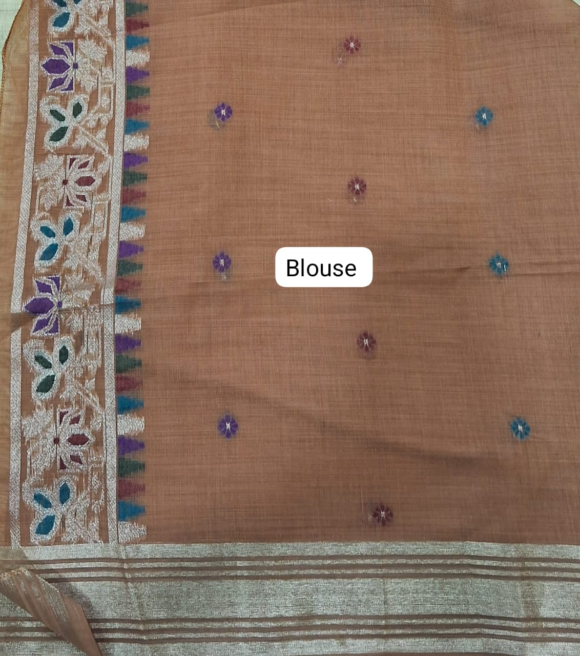 Dark Beige Munga Cotton Saree Blouse