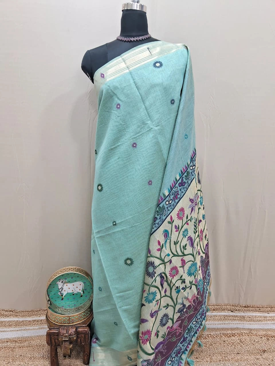 Marine Blue Munga Cotton Saree