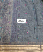 Marine Blue Munga Cotton Saree Blouse