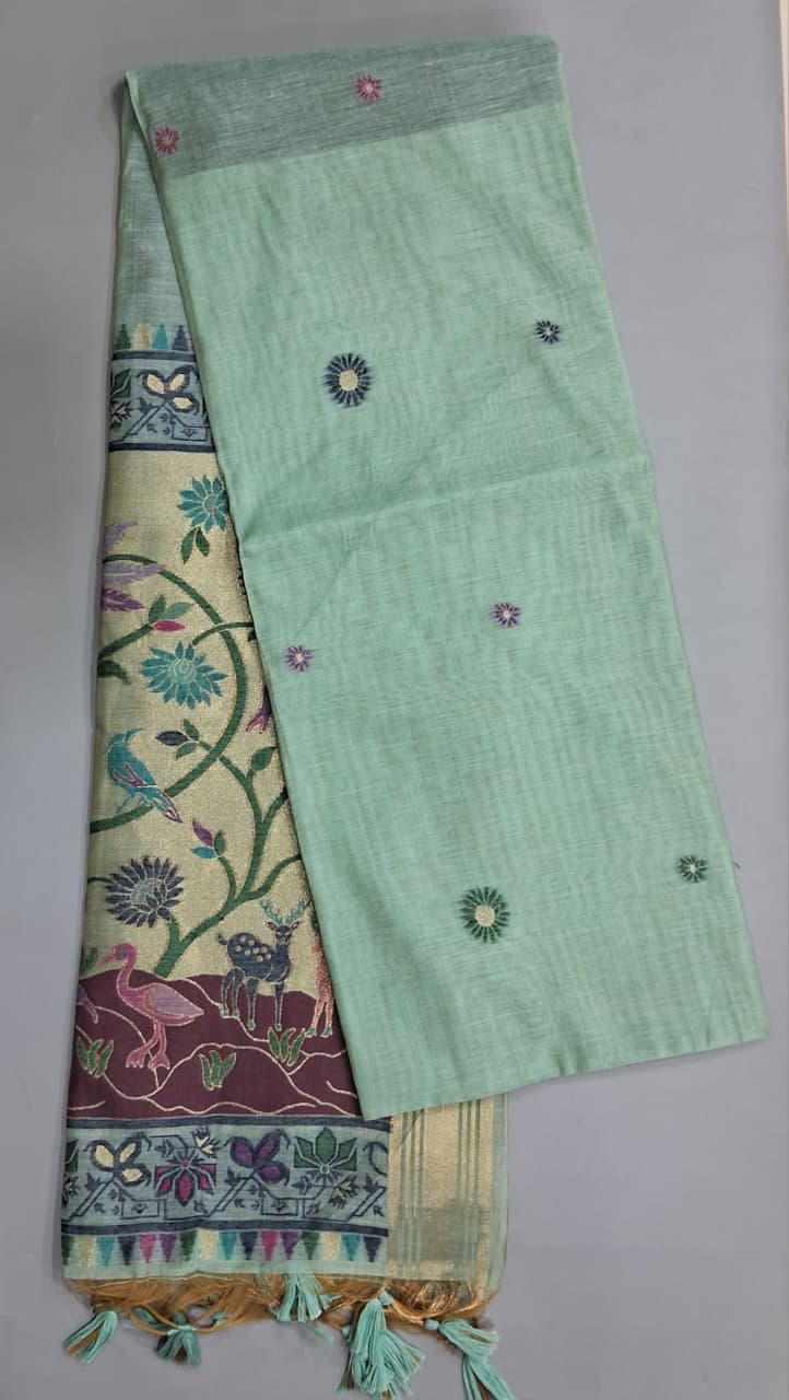 Marine Blue Munga Cotton Saree 