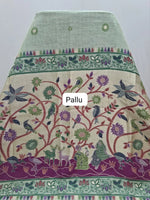 Pista Green Munga Cotton Saree Pallu