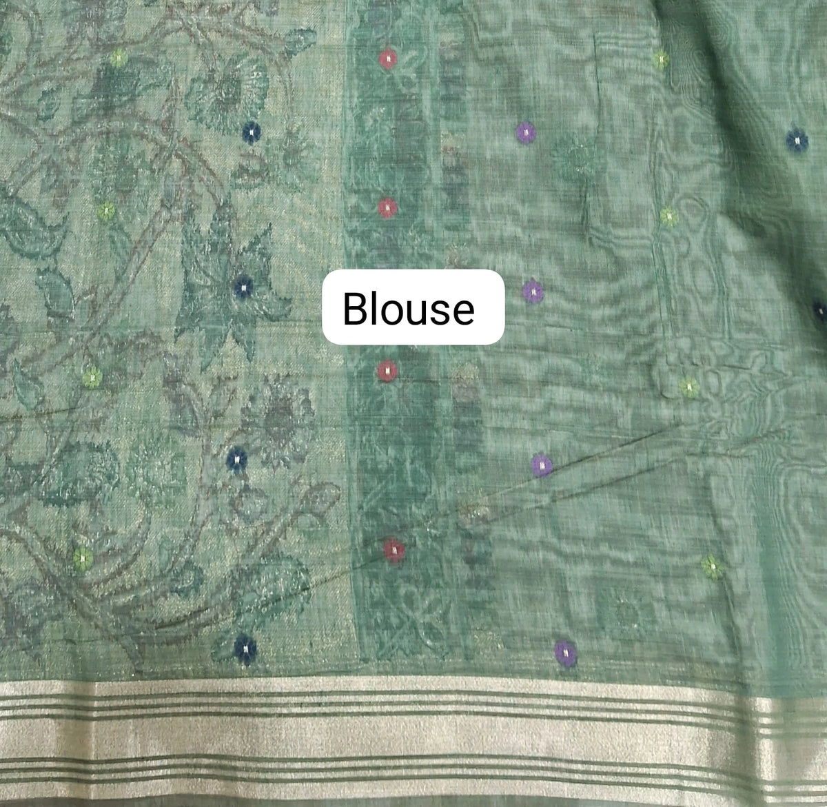 Pista Green Munga Cotton Saree Blouse