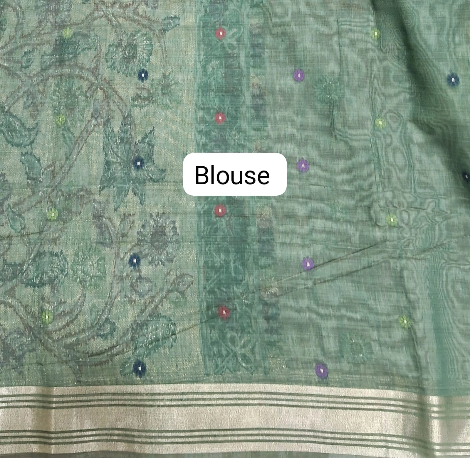 Pista Green Munga Cotton Saree Blouse