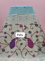 Marine Blue Munga Cotton Saree Pallu