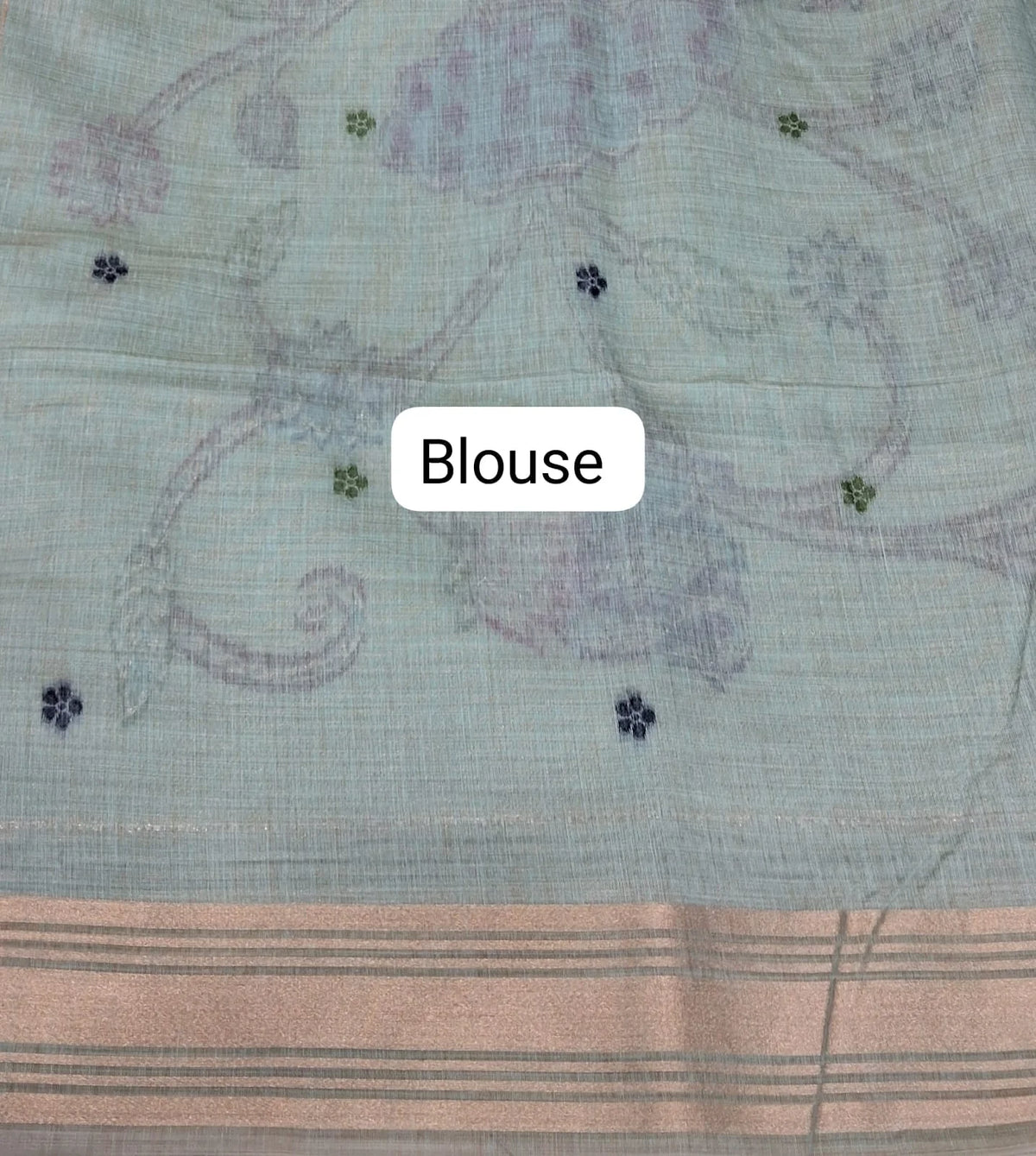 Marine Blue Munga Cotton Saree Blouse