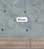 Marine Blue Munga Cotton Saree Blouse