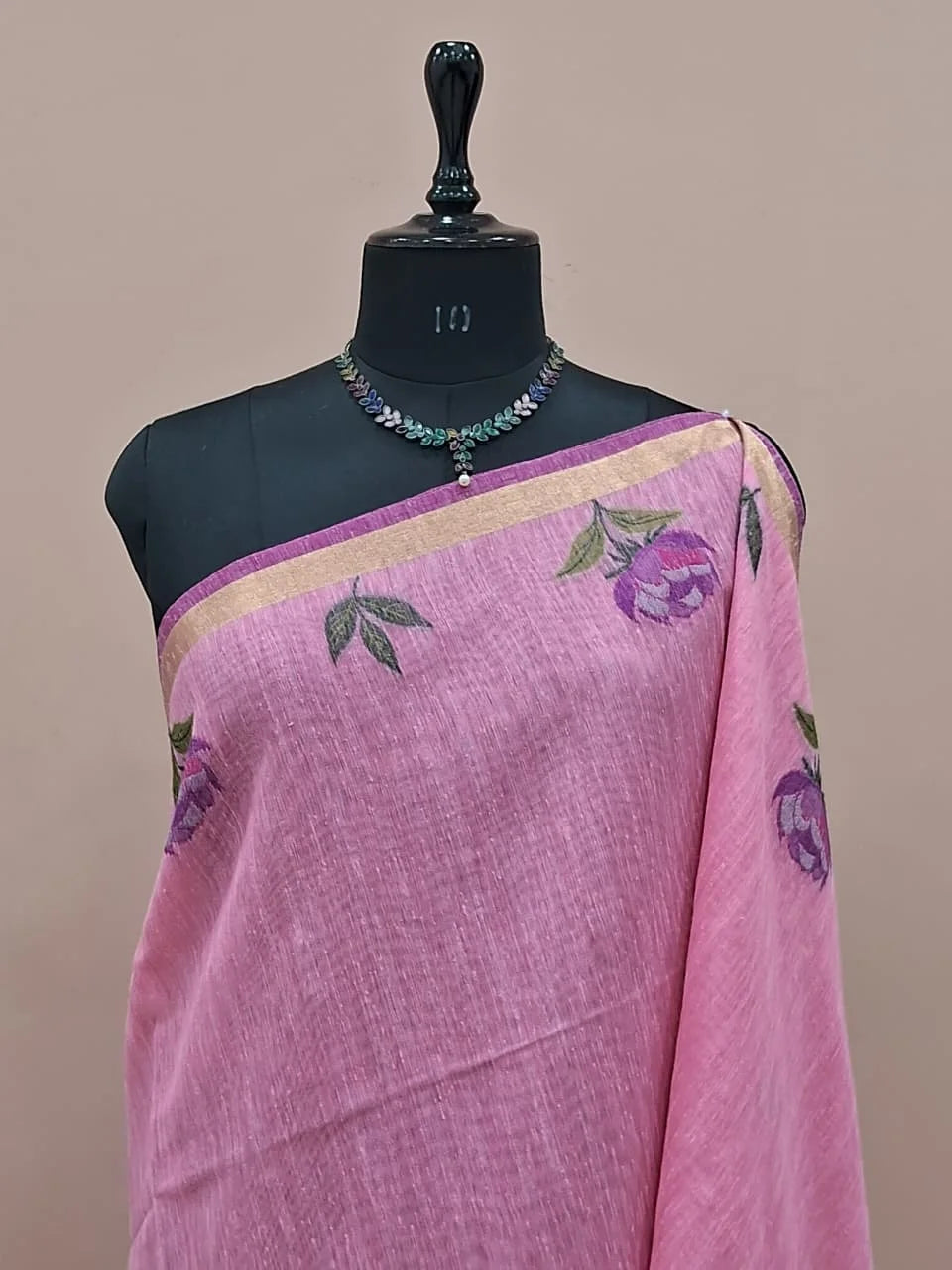 Rose Pink Munga Cotton Saree 1