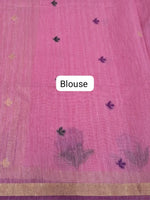 Rose Pink Munga Cotton Saree Blouse