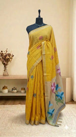 Yellow Munga Cotton Saree