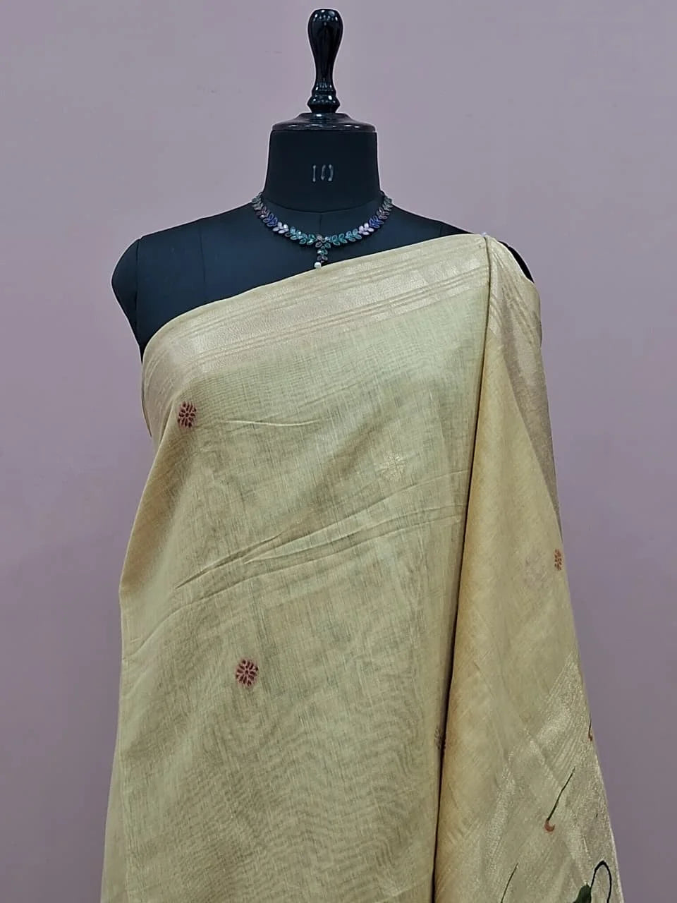 Light Yellow Munga Cotton Saree 1