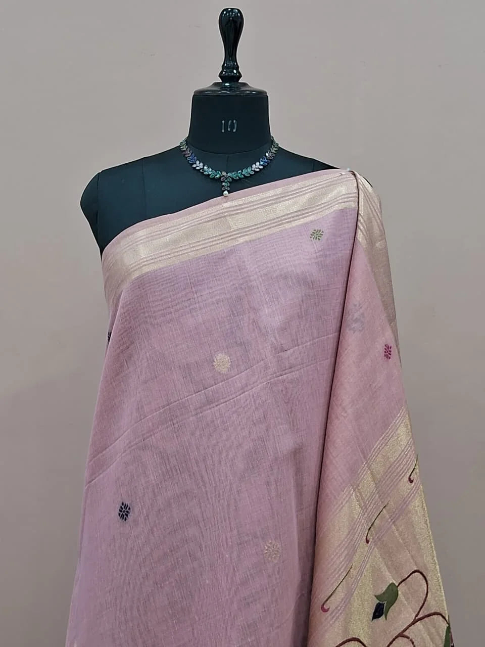 Blush Pink Munga Cotton Saree 1