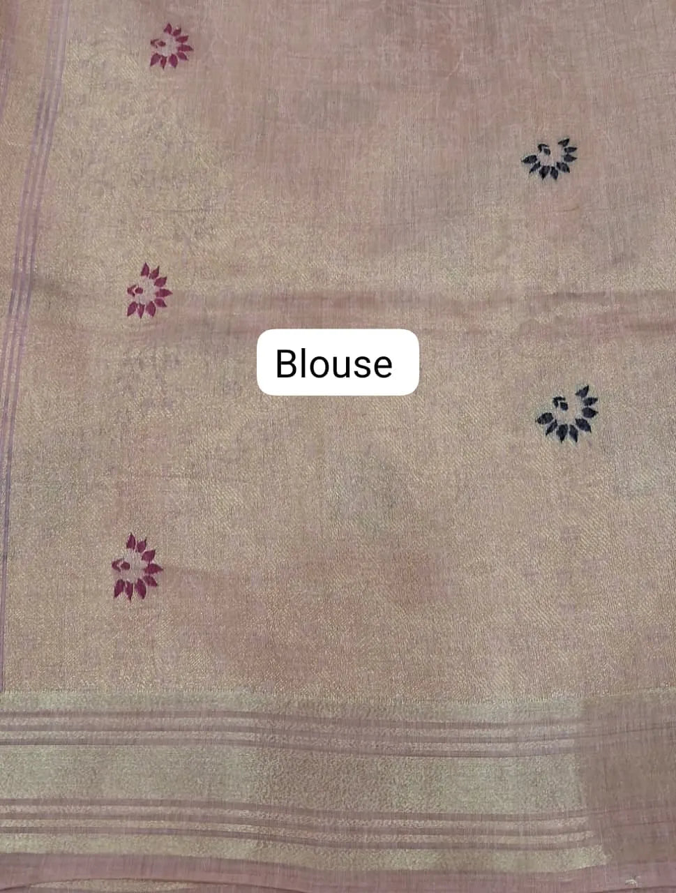 Blush Pink Munga Cotton Saree blouse