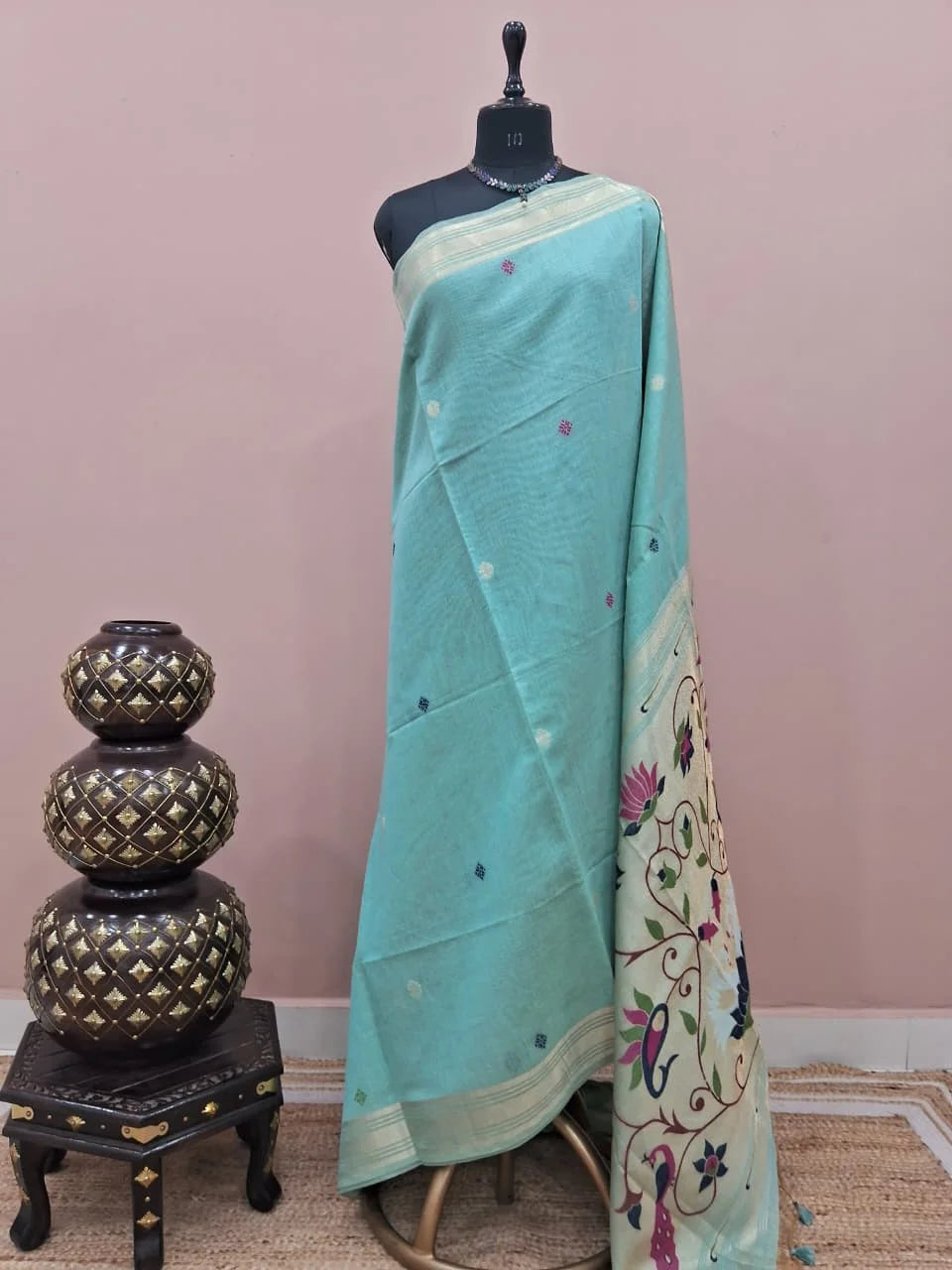 Marine Blue Munga Cotton Saree 