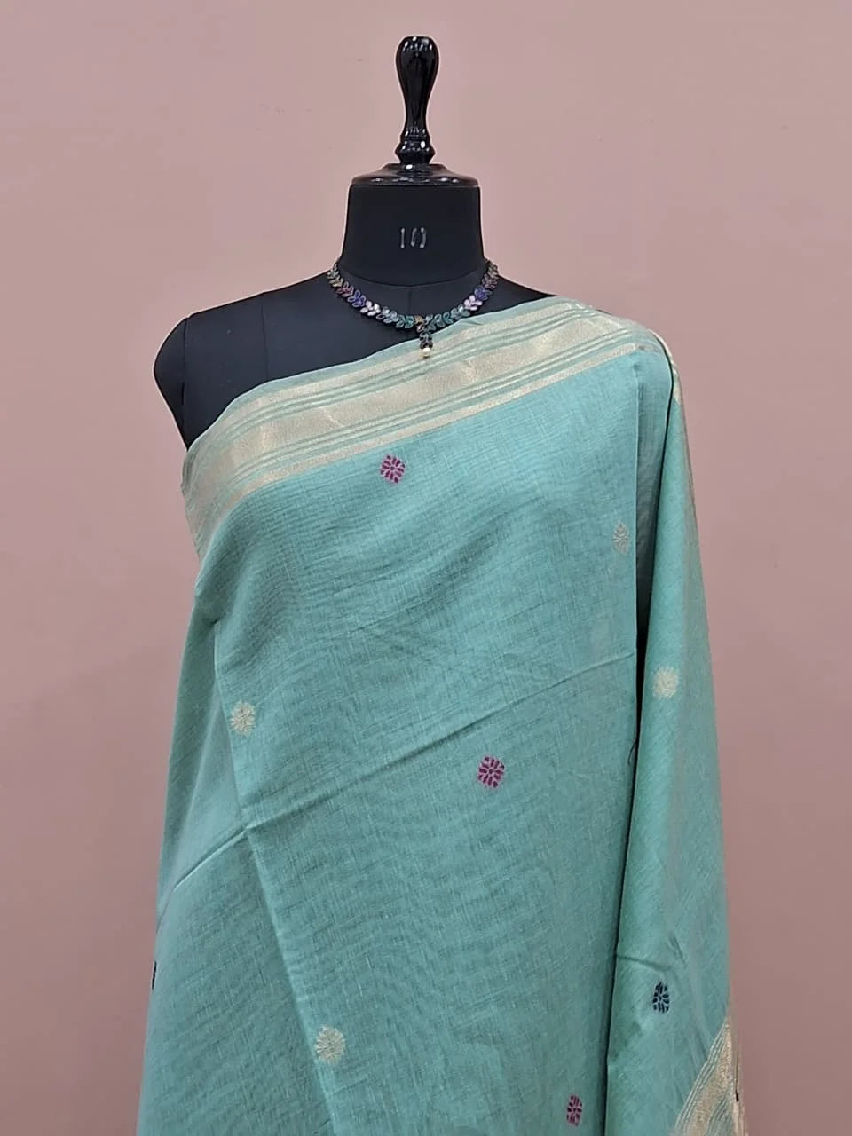 Marine Blue Munga Cotton Saree 1