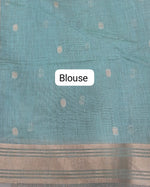 Marine Blue Munga Cotton Saree blouse