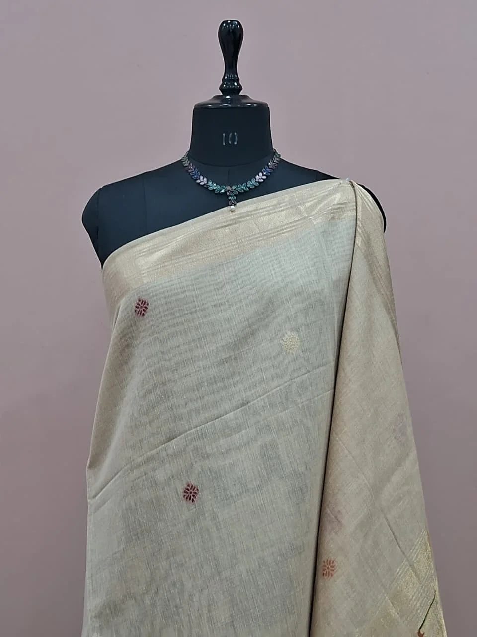 Beige Munga Cotton Saree 1