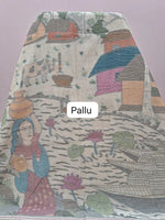 Dark Beige Munga Cotton Saree pallu