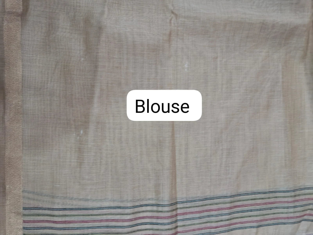 Dark Beige Munga Cotton Saree blouse