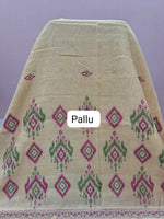 Light Yellow Munga Cotton Saree pallu