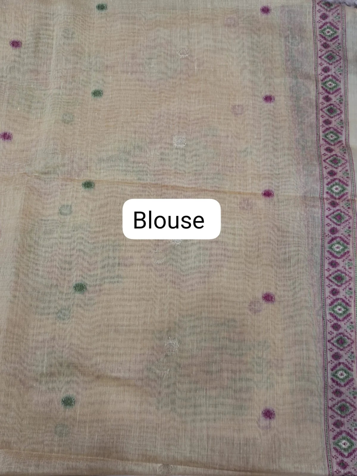 Light Yellow Munga Cotton Saree blouse