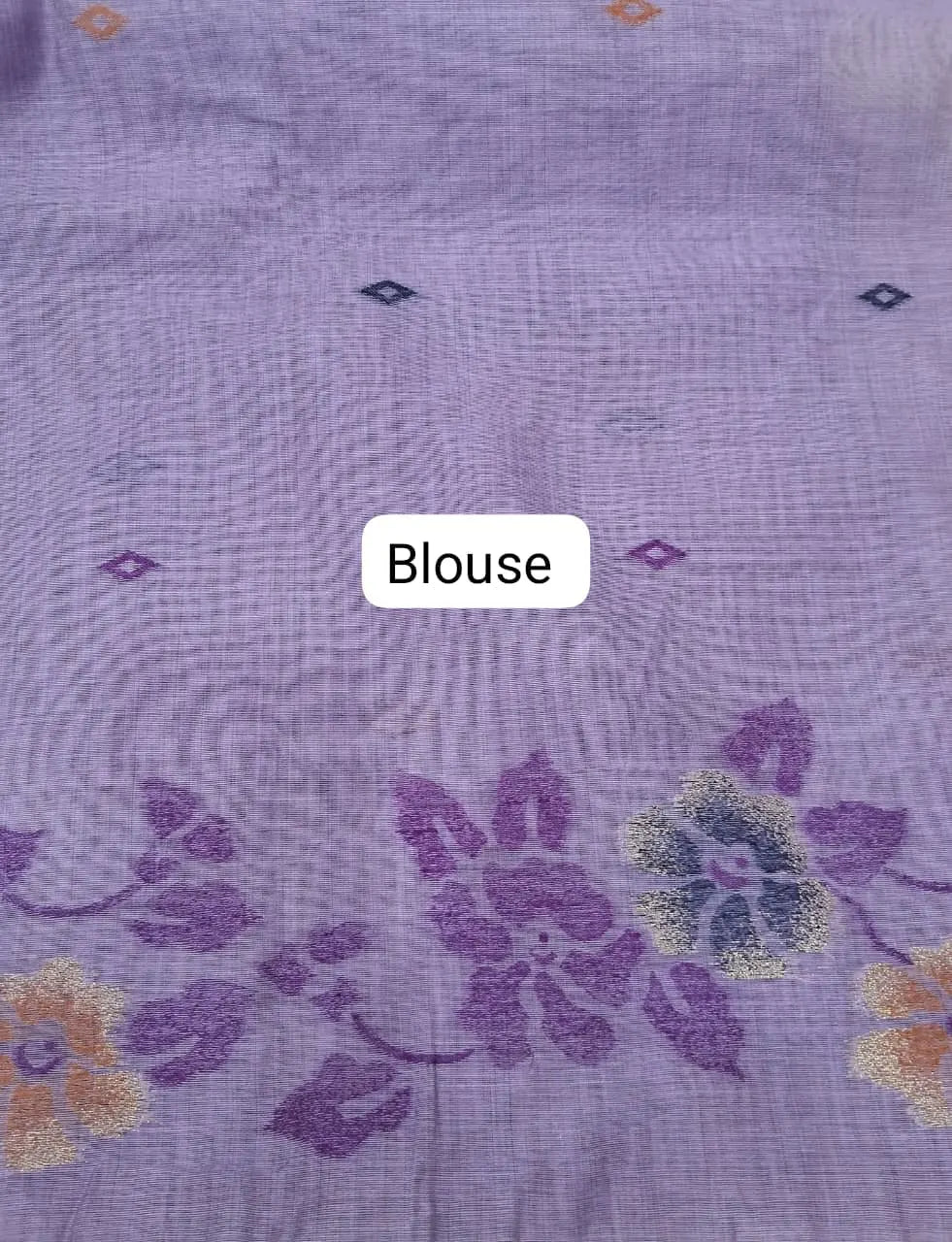 Lavender Munga Cotton Saree blouse