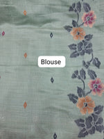 Marine Blue Munga Cotton Saree blouse