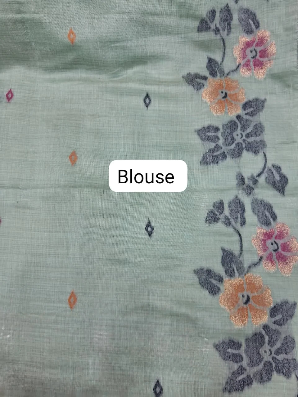 Marine Blue Munga Cotton Saree blouse