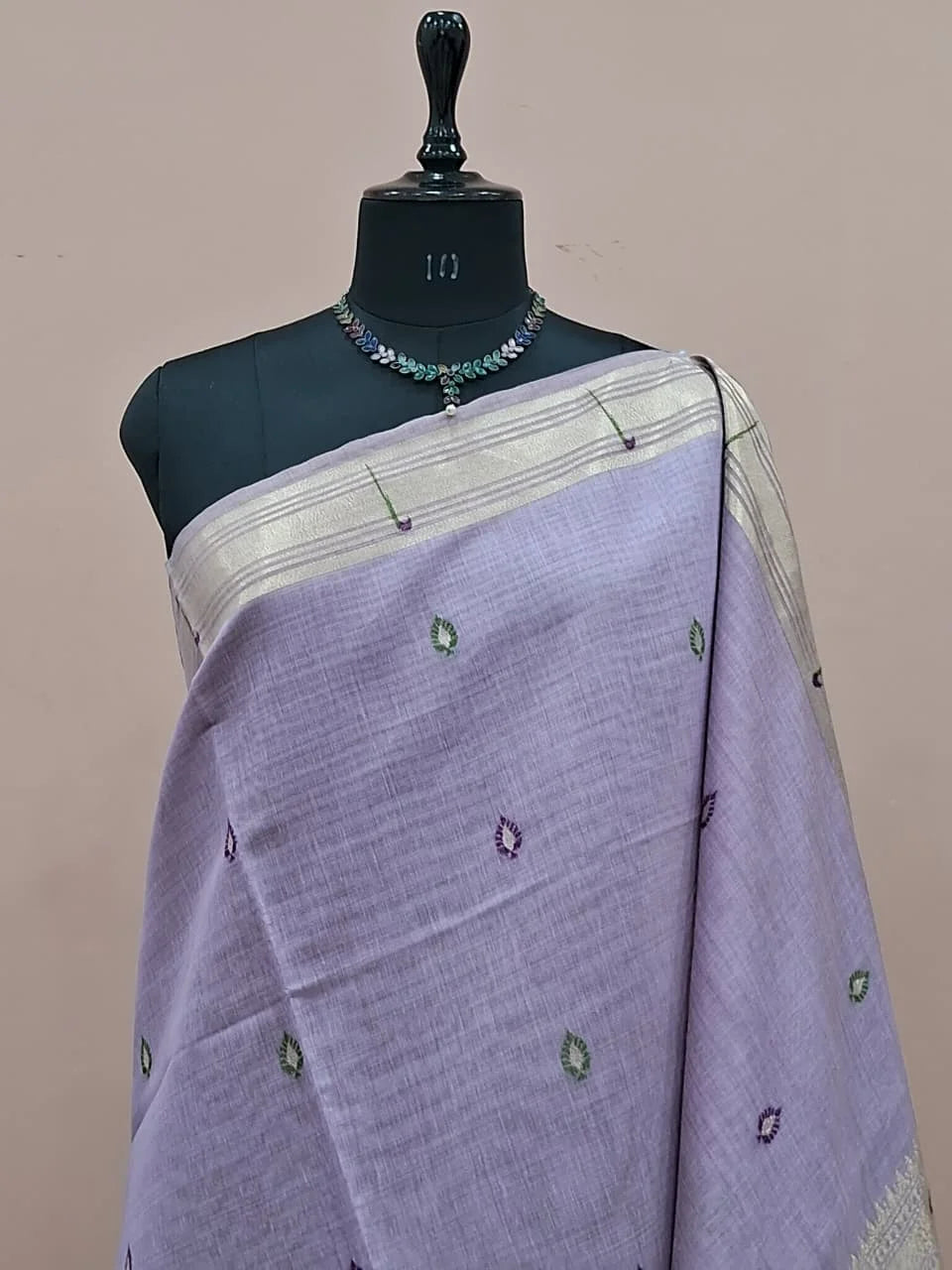 Light Lavender Pure Munga Cotton Saree 1