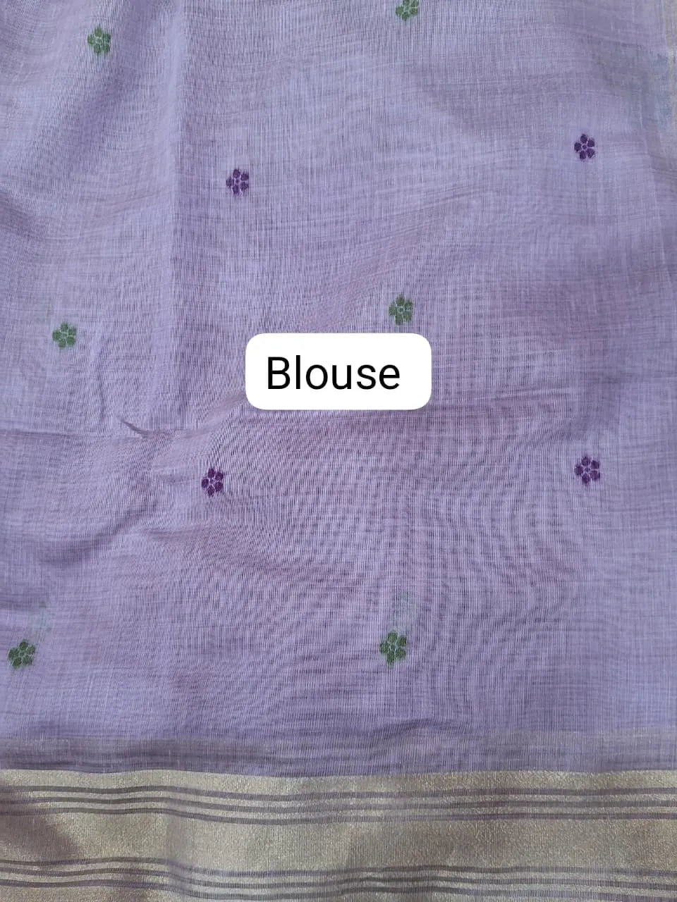 Light Lavender Pure Munga Cotton Saree blouse