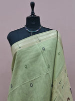 Pista Green Pure Munga Cotton Saree 1