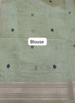 Pista Green Pure Munga Cotton Saree blouse