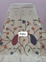 Beige Pure Munga Cotton Saree pallu