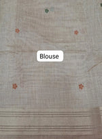 Beige Pure Munga Cotton Saree blouse