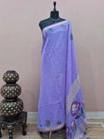 Dark Lavender Munga Cotton Saree 
