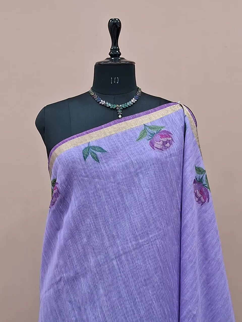 Dark Lavender Munga Cotton Saree 1