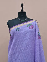 Dark Lavender Munga Cotton Saree 1