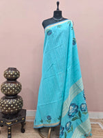 Sky Blue Munga Cotton Saree 