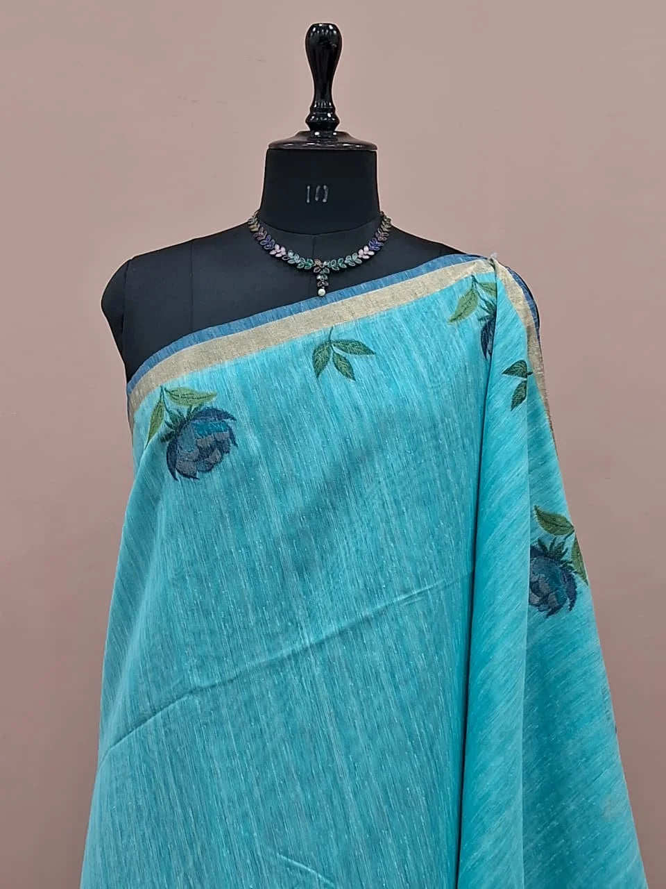Sky Blue Munga Cotton Saree 1